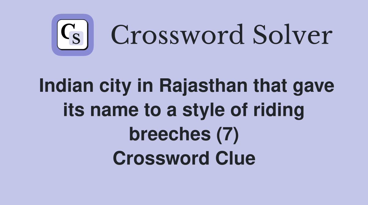 Indian city in Rajasthan that gave its name to a style of riding